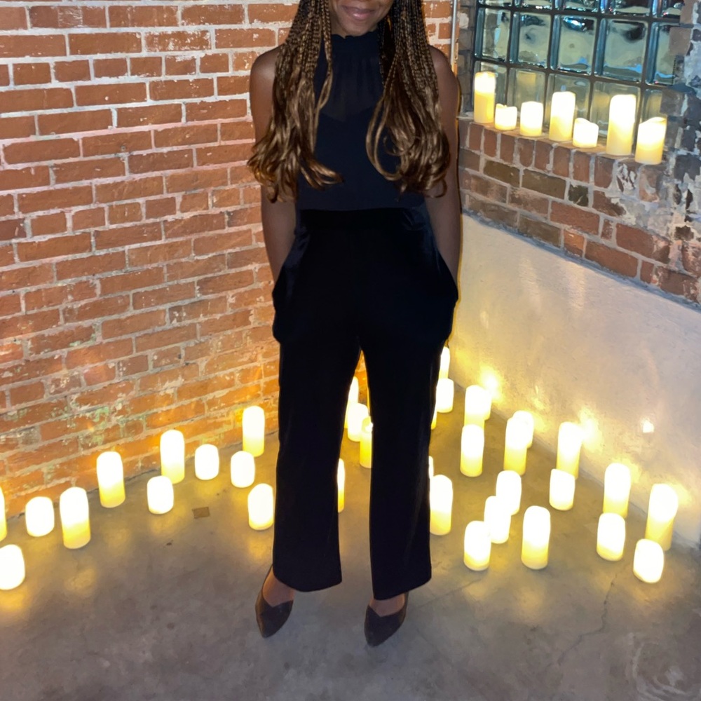 VINCE CAMUTO black halter neck jumpsuit